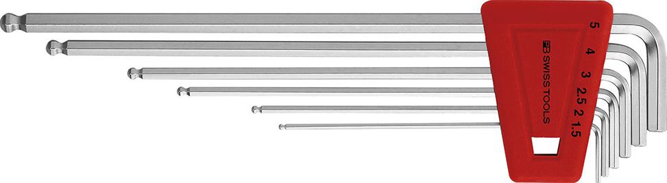 Imagen del producto Juego llaves Allen en soporte plástico 6 piezas, largo 1,5-5mm Ptaesfér PB Swiss Tools