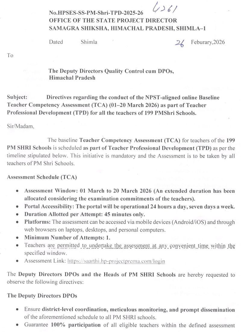 Office of the State Project Director TCA directive, page 1 of 2