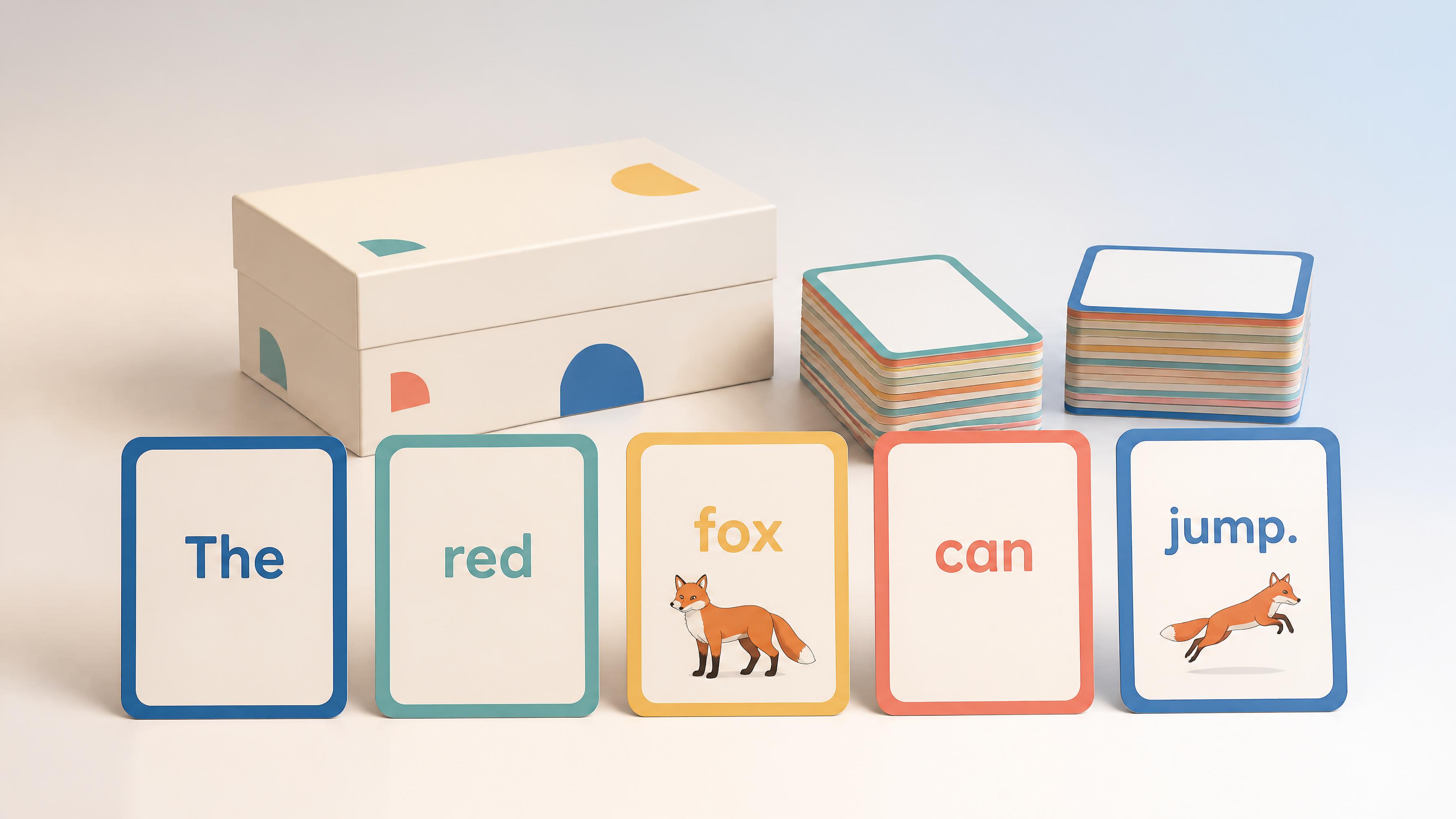 Colour-coded sentence-building card game