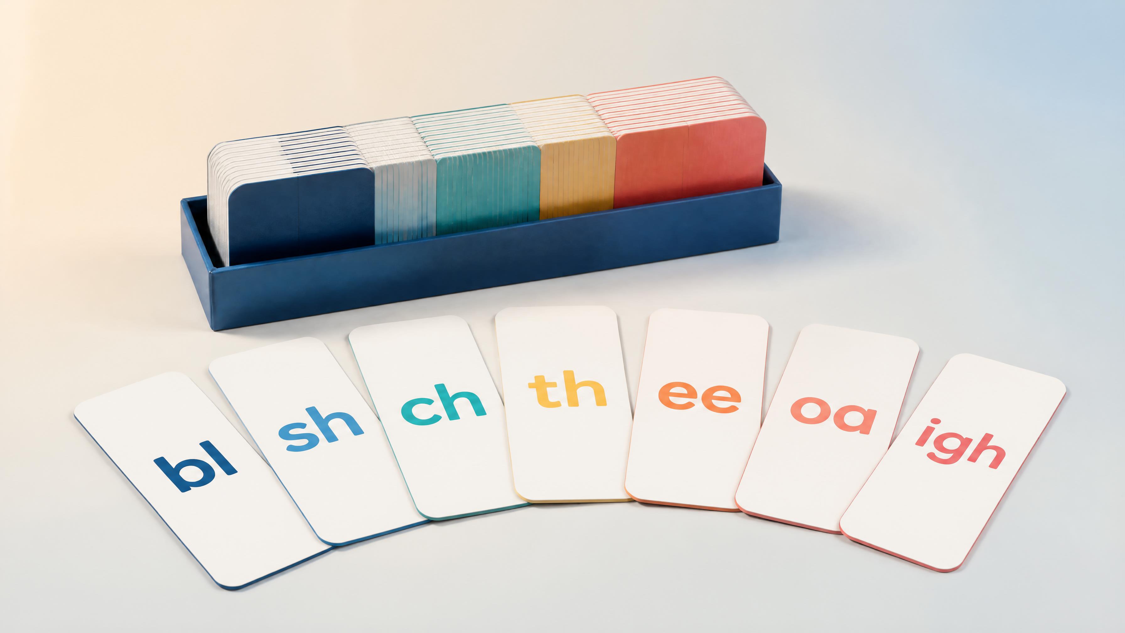 Colour-coded phonics flash cards