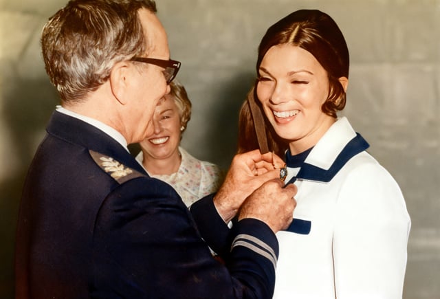 Robyn Stewart receives her wings, 1971. Restored family print.