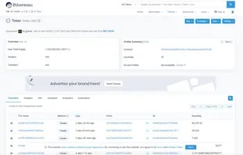 ภาพหน้าจอของเว็บไซต์ Etherscan