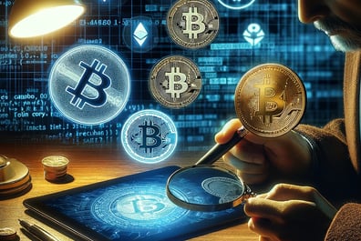 Image of detective investigating cryptocurrency transaction
