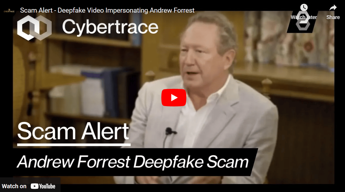 A deepfake video of Andrew Forrest used by QuantumAI technology to scam.