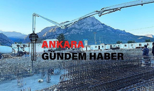 Yurt binasına beton atılmaya başlandı