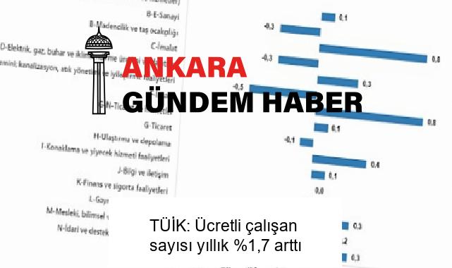 TÜİK: Ücretli çalışan sayısı yıllık %1,7 arttı