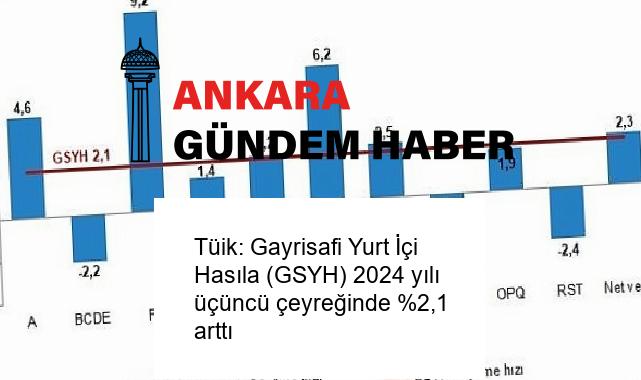 Tüik: Gayrisafi Yurt İçi Hasıla (GSYH) 2024 yılı üçüncü çeyreğinde %2,1 arttı