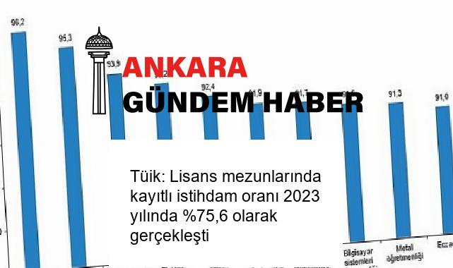 Tüik: Lisans mezunlarında kayıtlı istihdam oranı 2023 yılında %75,6 olarak gerçekleşti