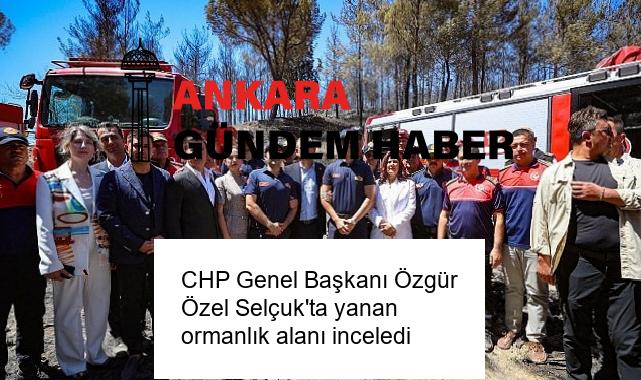 CHP Genel Başkanı Özgür Özel Selçuk’ta yanan ormanlık alanı inceledi