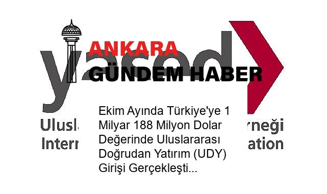 Ekim Ayında Türkiye’ye 1 Milyar 188 Milyon Dolar Değerinde Uluslararası Doğrudan Yatırım (UDY) Girişi Gerçekleşti