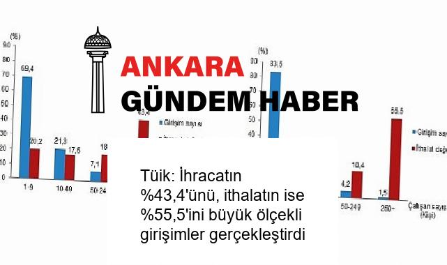 Tüik: İhracatın %43,4’ünü, ithalatın ise %55,5’ini büyük ölçekli girişimler gerçekleştirdi