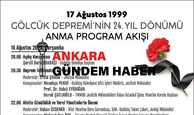 Kadıköy Belediyesi, Gölcük Depremi’nin 24. Yıl Dönümünde Anma Programı Düzenliyor