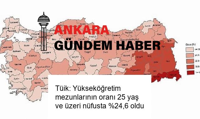 Tüik: Yükseköğretim mezunlarının oranı 25 yaş ve üzeri nüfusta %24,6 oldu