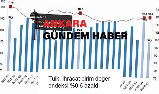 Tüik: İhracat birim değer endeksi %0,6 azaldı