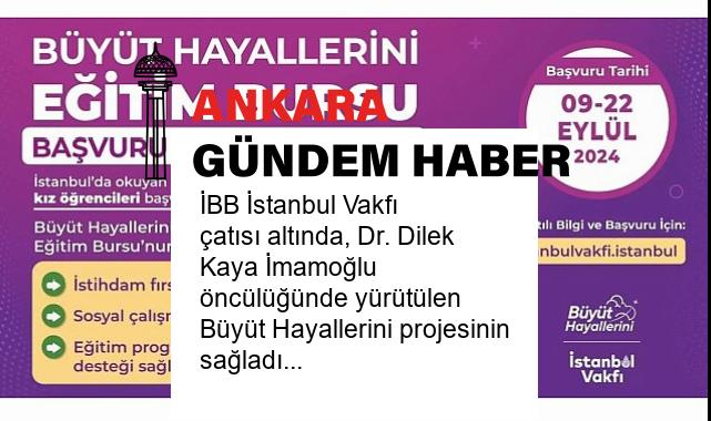 İBB İstanbul Vakfı çatısı altında, Dr. Dilek Kaya İmamoğlu öncülüğünde yürütülen Büyüt Hayallerini projesinin sağladığı burs desteğine başvuru süresi 22 Eylül’e kadar uzatıldı
