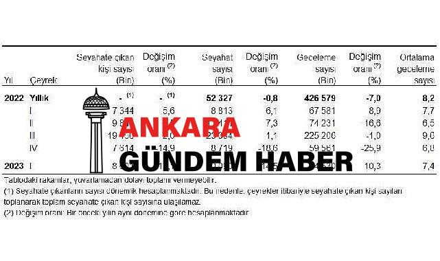 Yurt içinde ikamet eden 8 milyon 601 bin kişi seyahate çıktı