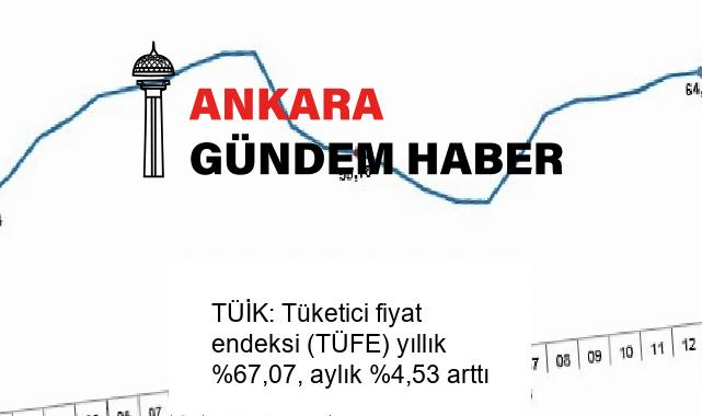 TÜİK: Tüketici fiyat endeksi (TÜFE) yıllık %67,07, aylık %4,53 arttı