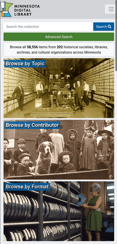 Minnesota Digital Library search screenshot