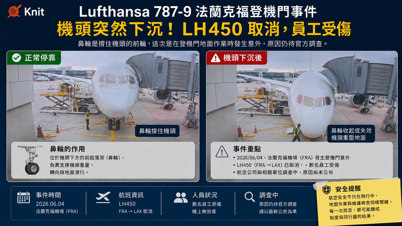 夢幻客機停在登機門為什麼會機頭下沉？Lufthansa 787事件提醒安全從地面開始