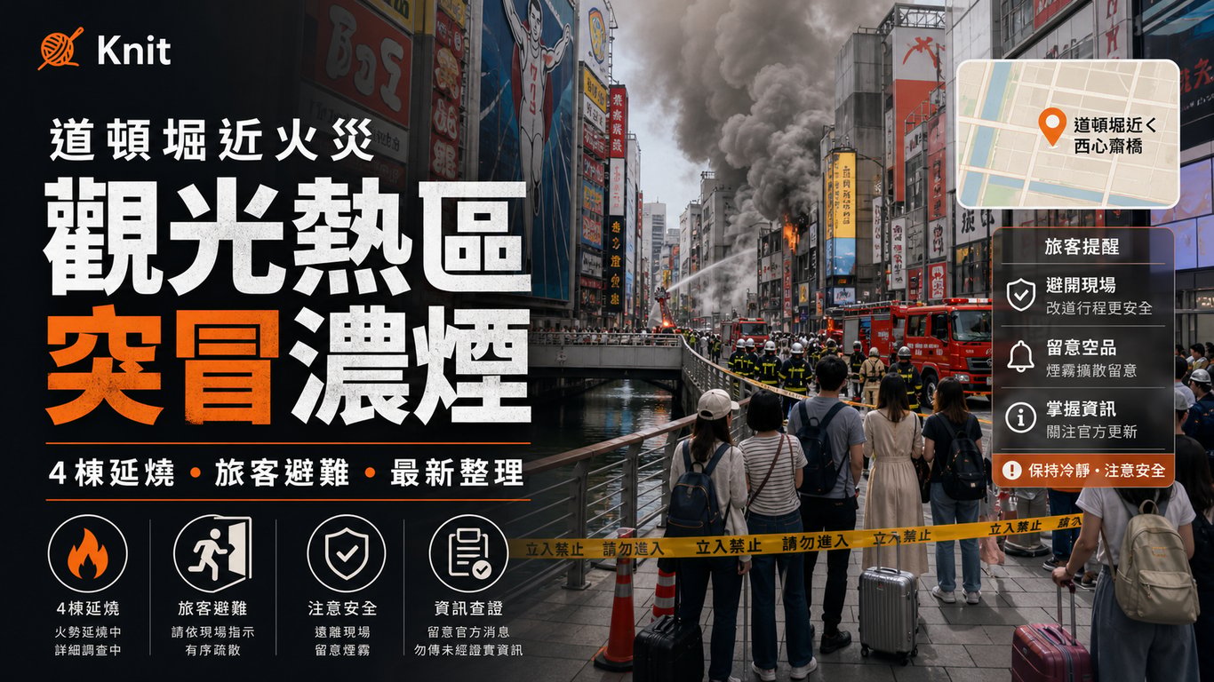大阪道頓堀近火災延燒 4 棟：觀光熱區突冒濃煙，最新目擊與日本媒體資訊整理