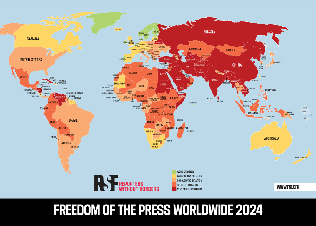 2024世界新聞自由指數：全球媒體政治壓迫上升、亞太區自由倒退、台灣維持東亞榜首