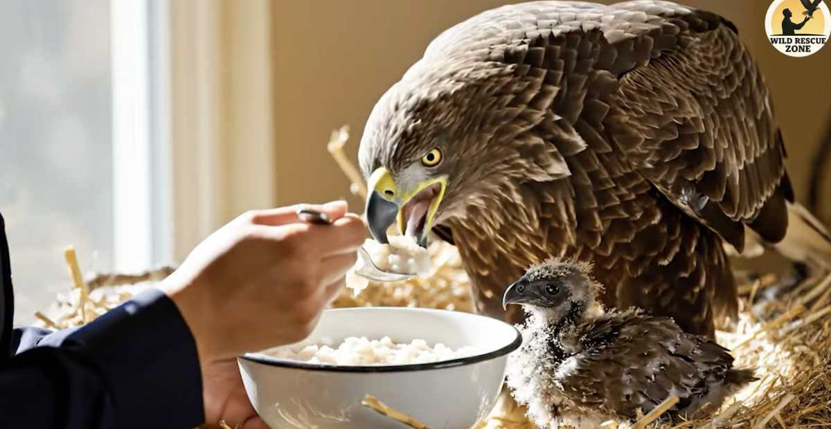 受困母鷹重獲自由　幼鷹守護畫面曝光