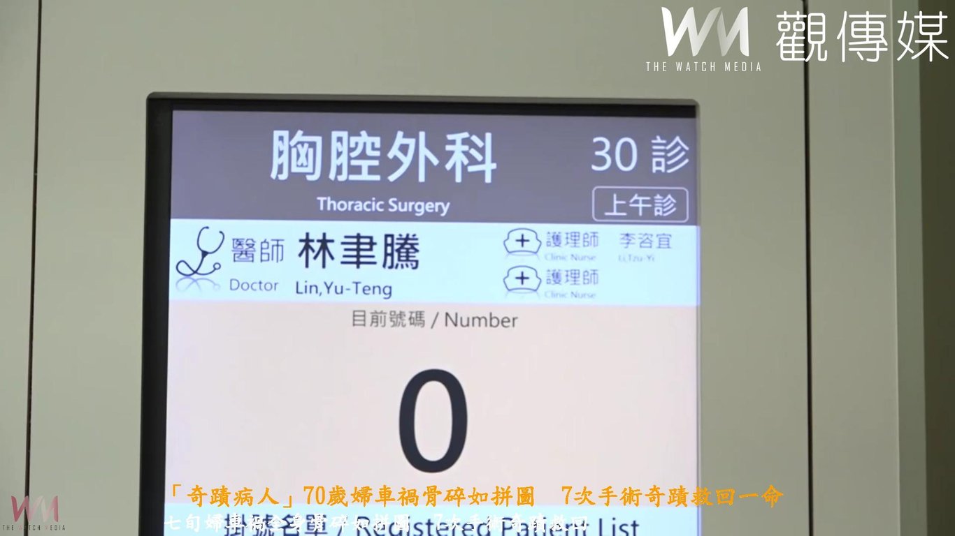 （有影片）／「奇蹟病人」70歲婦車禍骨碎如拼圖　7次手術奇蹟救回一命