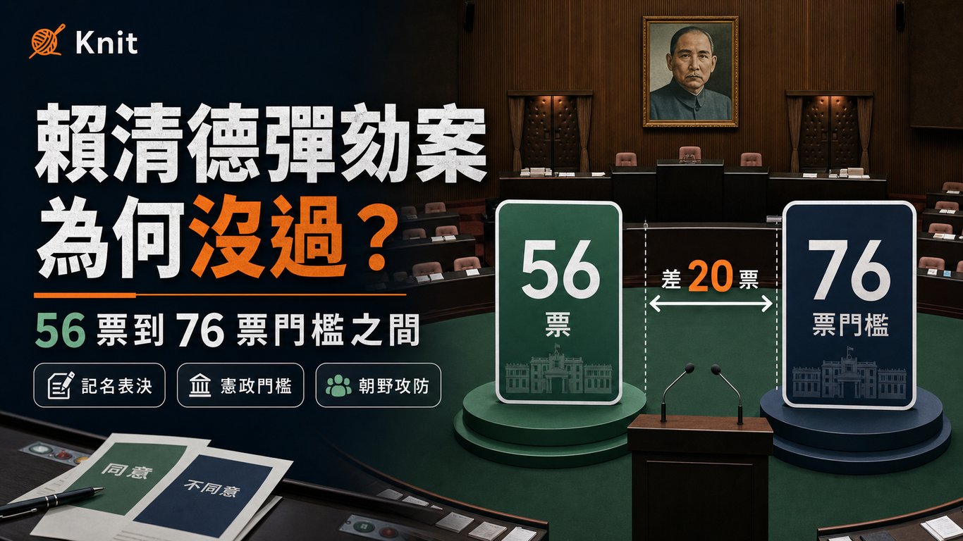總統可以被彈劾嗎？賴清德案卡在 56 票到 76 票的憲政門檻