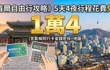 韓國首爾自由行行程5天4夜省錢攻略❤️挑戰台幣1萬4（含首爾住宿機票等)氣候同行卡實測