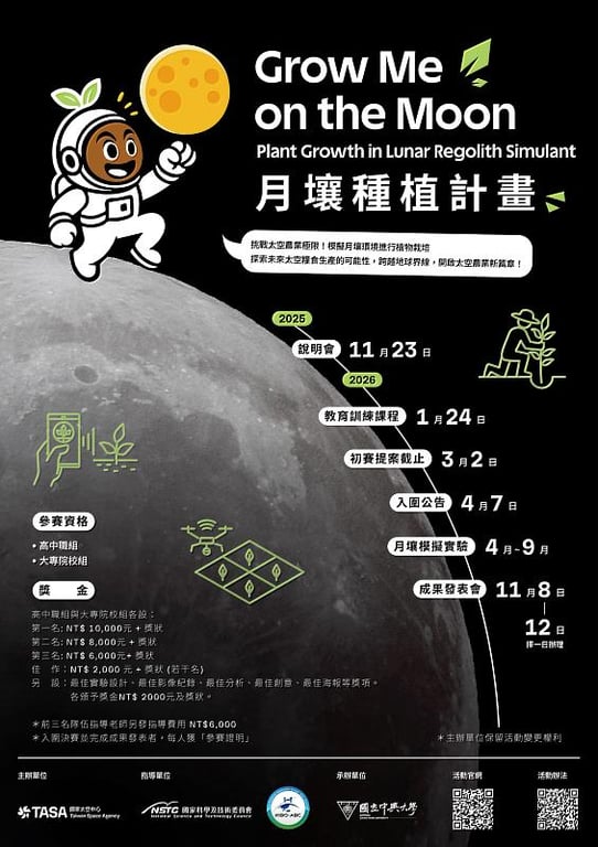 臺灣太空農業新里程 TASA攜手中興大學舉辦「月壤種植」挑戰賽