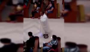 用飄浮滑板望彌撒   菲國神父被停職