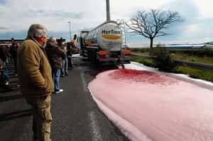 馬路全變紅  法國業者抗議市場不公發起「攔車倒酒」活動