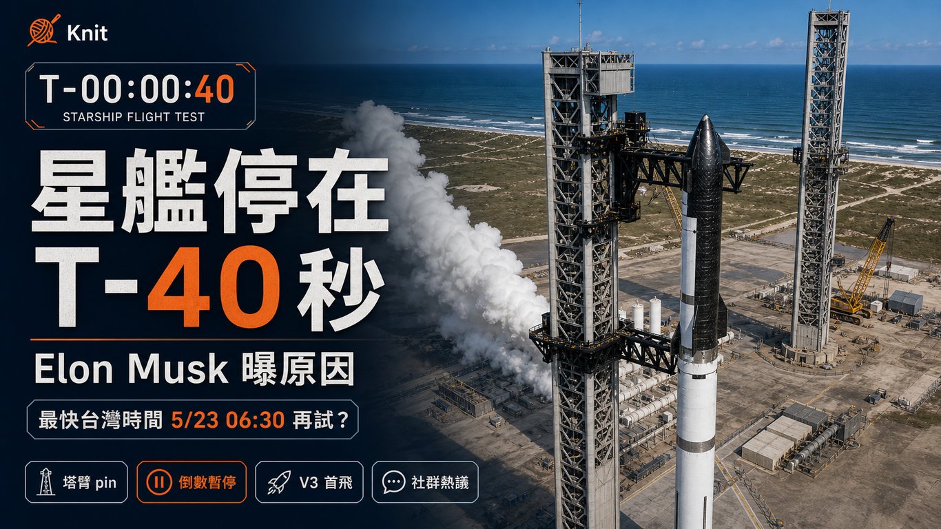 星艦倒數停在 T-40 秒，Elon Musk 曝原因：最快台灣時間 5/23 06:30 再試？