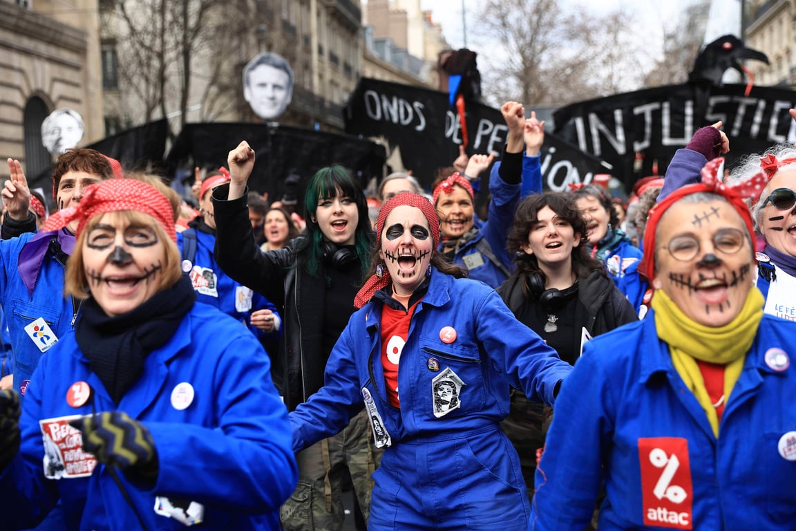 退休金改革法國大規模遊行抗議　女性站在第一線