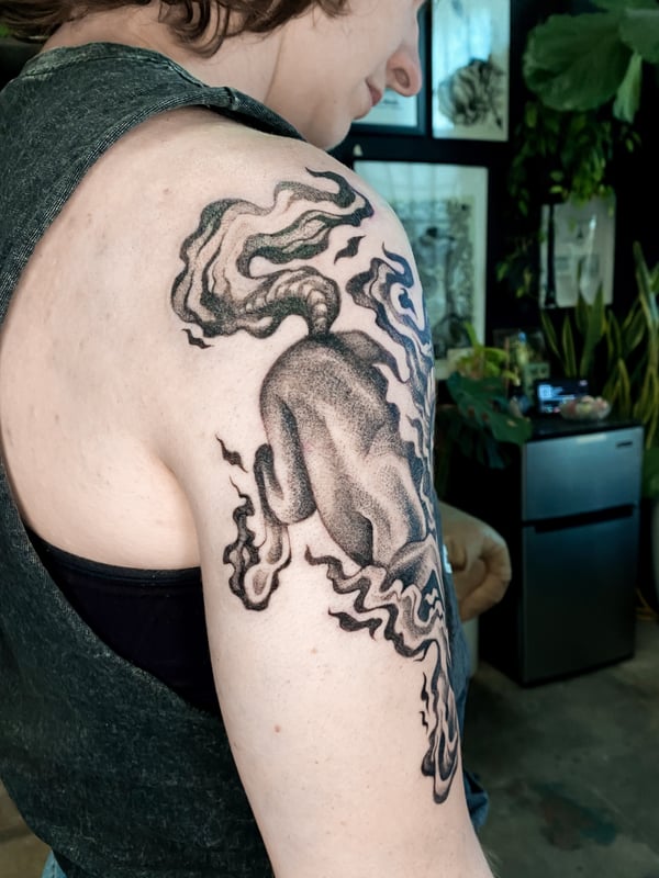 black & grey tattoo by katlyyons — los angeles