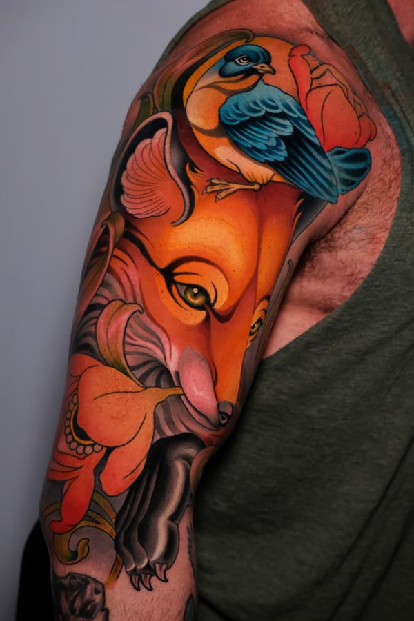 neo-traditional tattoo by Gabe Motta — los angeles
