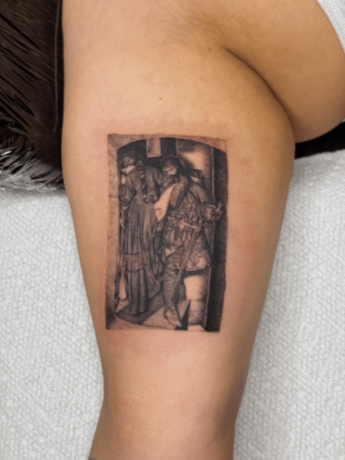 black & grey tattoo — by lunayflorestattoo, los angeles