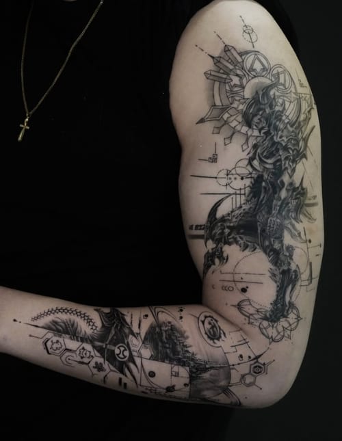 abstract tattoo by jian liang in highland park, los angeles