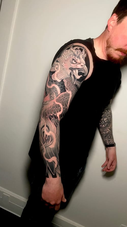 japanese tattoo by gabe motta in arts district, los angeles