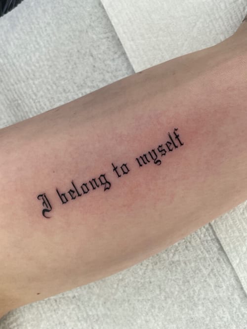 lettering script tattoo — by Vince Espinoza, los angeles