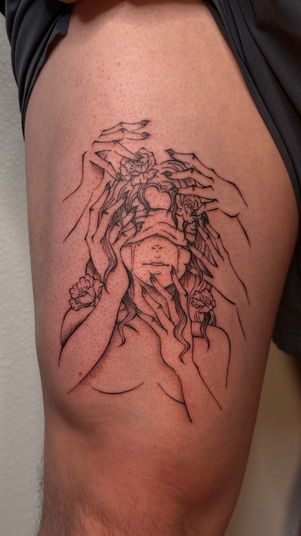 fine line tattoo by nj tattooz in los angeles