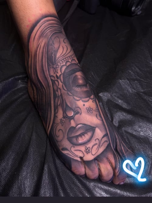 black & grey tattoo by eddie rodriguez in downtown la, los angeles