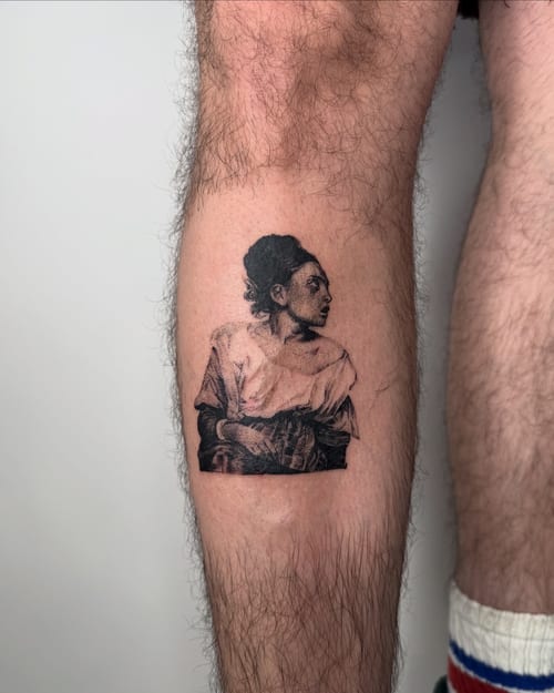 realism woman portrait tattoo — by Level tattoo, los angeles