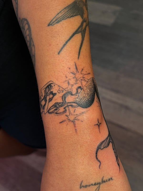 fine line tattoo by Vince Espinoza — los angeles