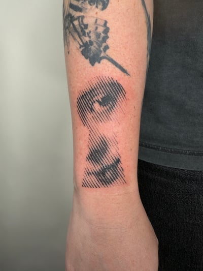 linework face tattoo — by Level tattoo, los angeles