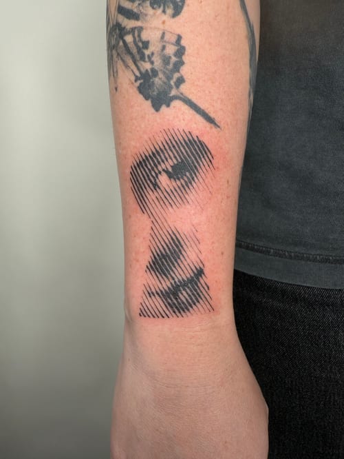 linework face tattoo — by Level tattoo, los angeles