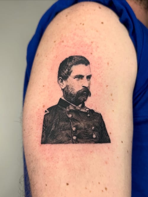 portraits portrait of a man tattoo — by Level tattoo, los angeles