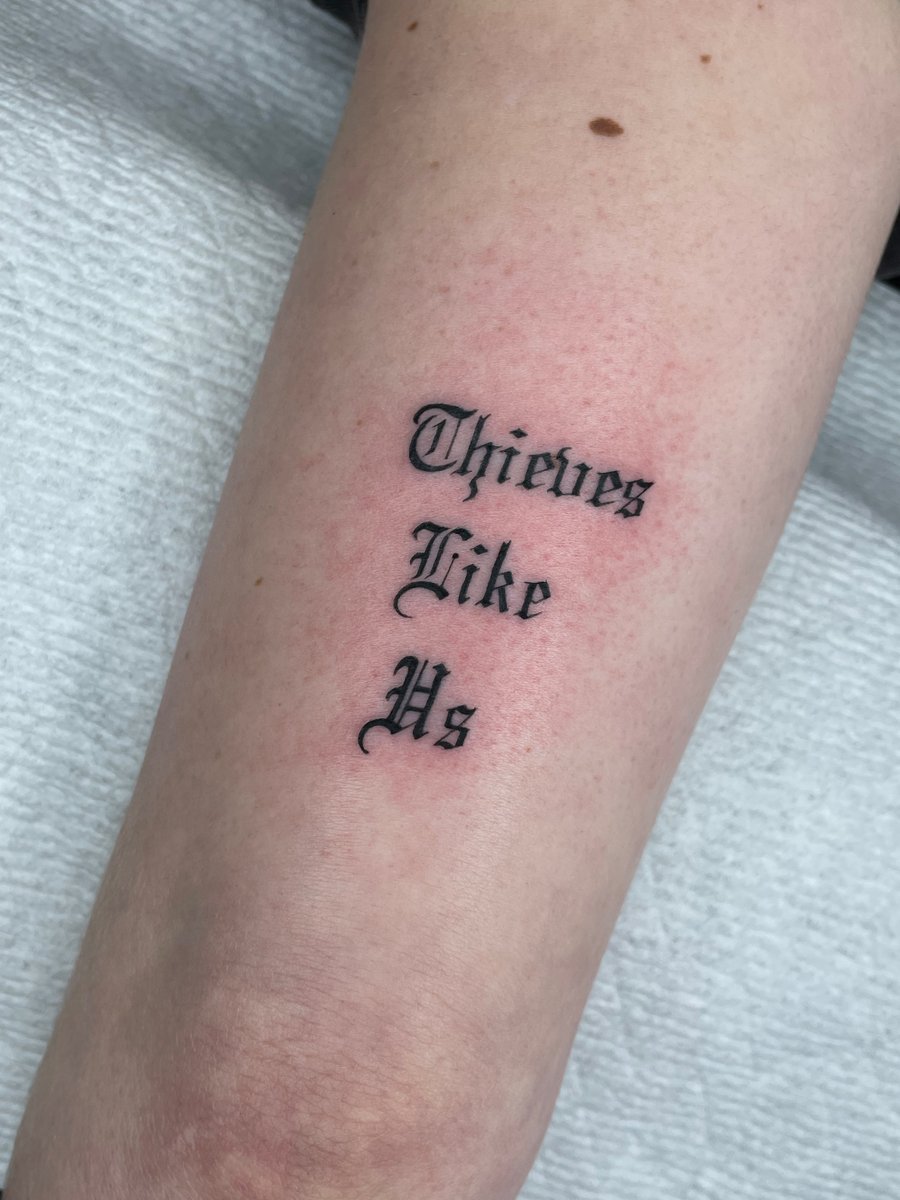 lettering text tattoo — by Vince Espinoza, los angeles