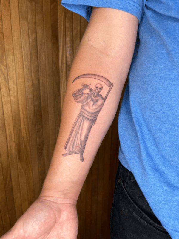 black & grey tattoo by Dylan Aiello — los angeles