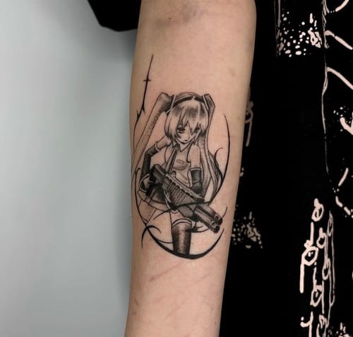 anime tattoo by velvet devil in los angeles